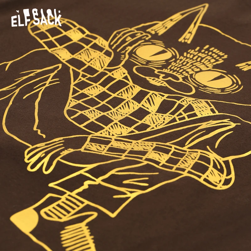 ELFSACK хлопок повседневная женская футболка модная с буквенным принтом свободная