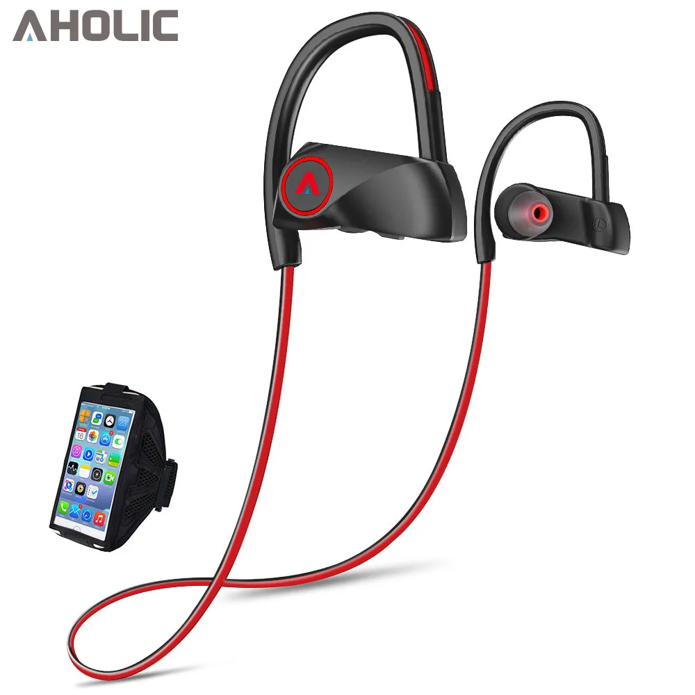 red and armband D200 беспроводные наушники Bluetooth наушники IPX7 водонепроницаемая Спортивная гарнитура с шейным швом шумоподавление стерео наушники для xiaomi - Цвет: red and armband