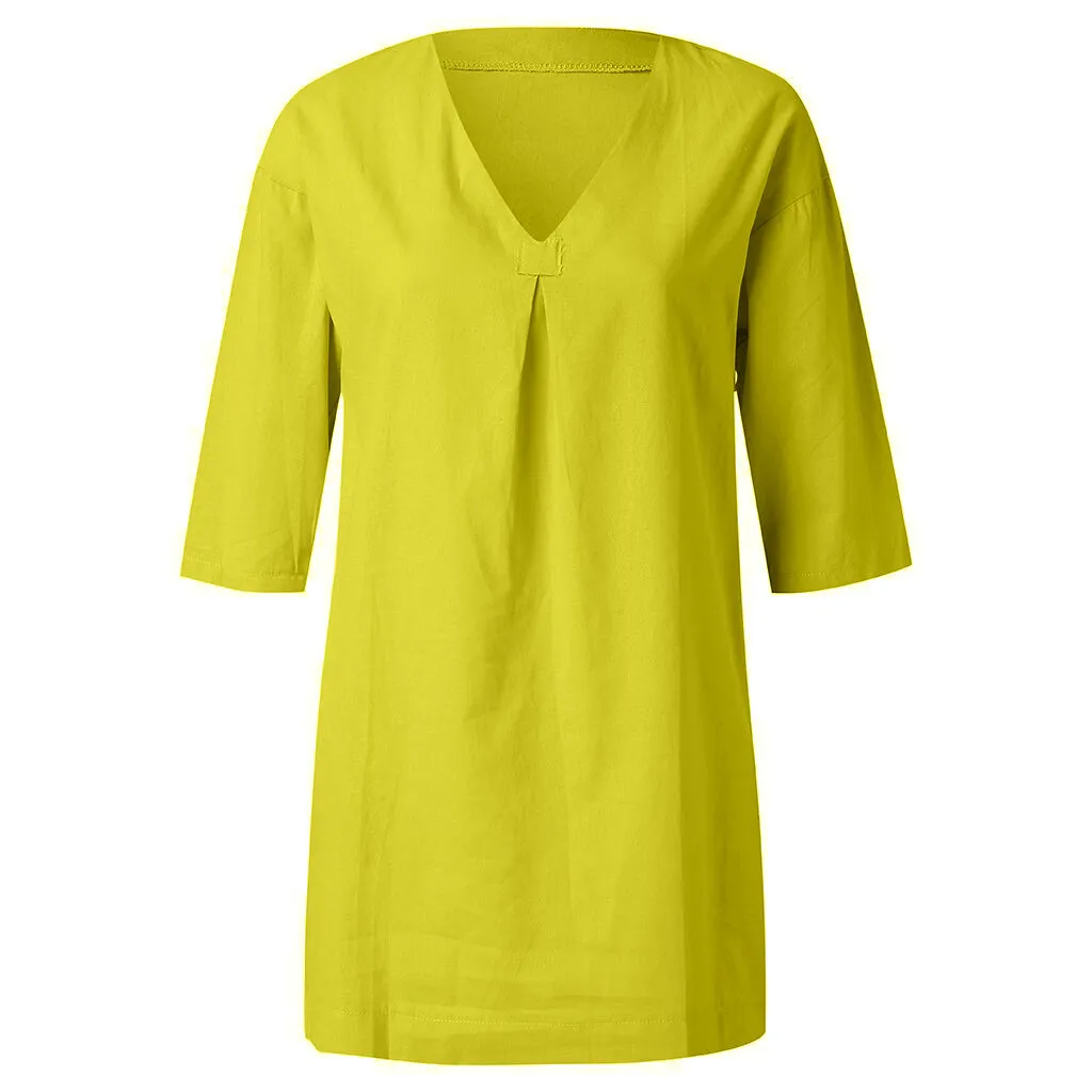 CHAMSGEND женское платье женское летнее стильное платье Feminino Vestido футболка из хлопка и льна свободного кроя размера плюс