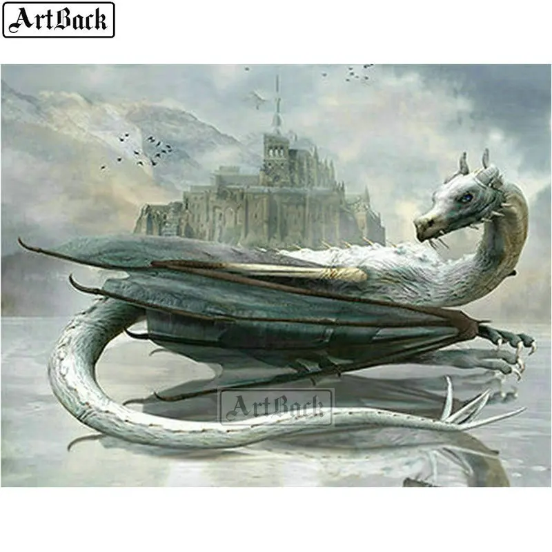 5d алмазная роспись дракона картина замка полностью квадратная наклейка с