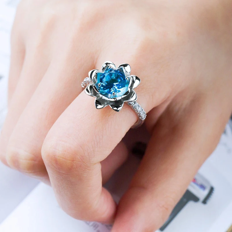 Blue Natural Stone Ring Women Wedding Engagement Size 6-10 Fashion Party Hot Sale | Украшения и аксессуары
