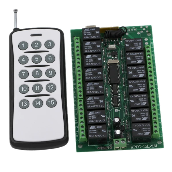 DC 12V 24V 15CH Relay RF Wireless Remote Control Switch System 315/433.92 MHZ Transmitter and Receiver | Обустройство дома