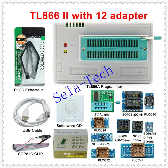 V9.00 TL866II Plus TL866CS и универсальный USB Minipro программист+ 31 адаптер+ тестовый зажим TL866 PIC программист биос - Цвет: II with 12 Adapter