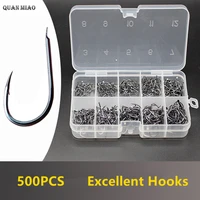 500pcsset mixed size 312 high carbon steel carp fishing hooks pack with hole with retail original box jigging bait