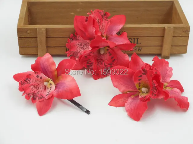 3 шт./лот заколка с красной головкой орхидеи в форме цветка ювелирные изделия
