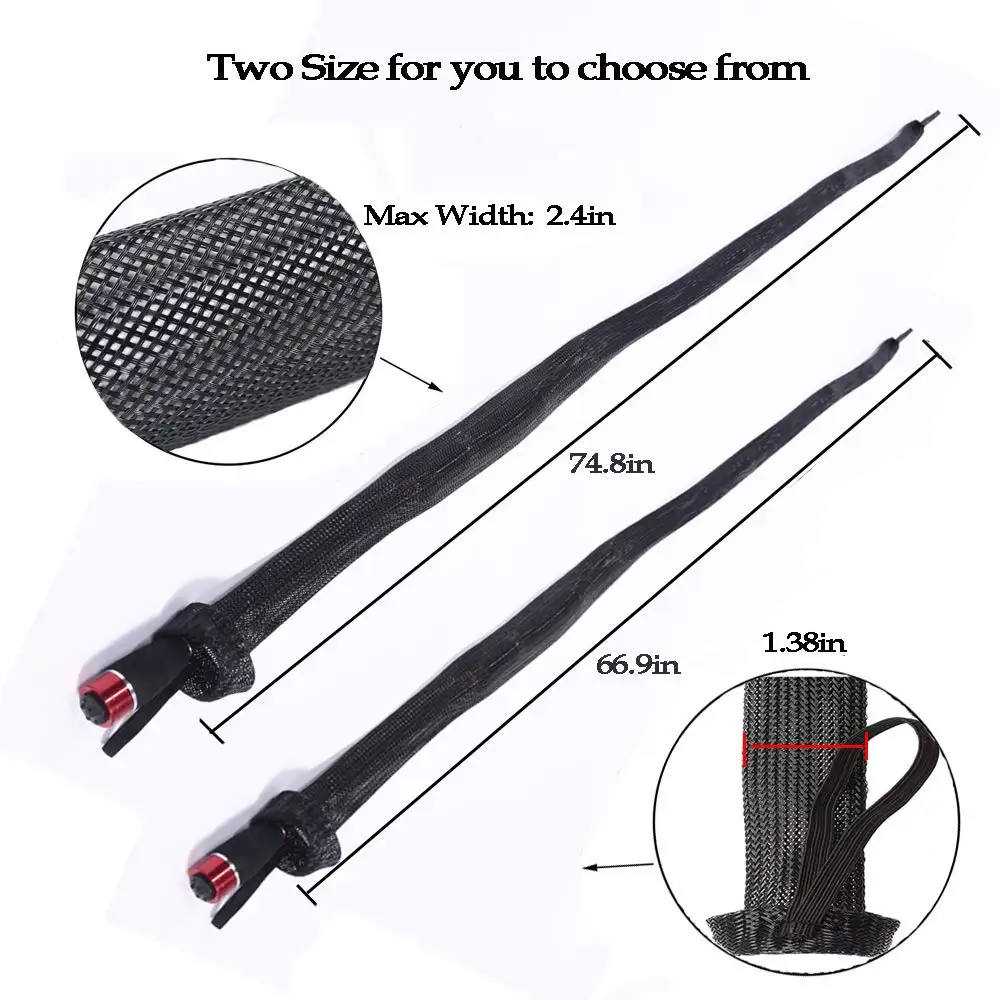 ZHENDUO OUTDOOR 10Pcs Fishing Rod Sleeve Rod Socks 67’’/74.8’’ Rod Covers Braided Mesh Rod Protector Fishing Tools Accessories