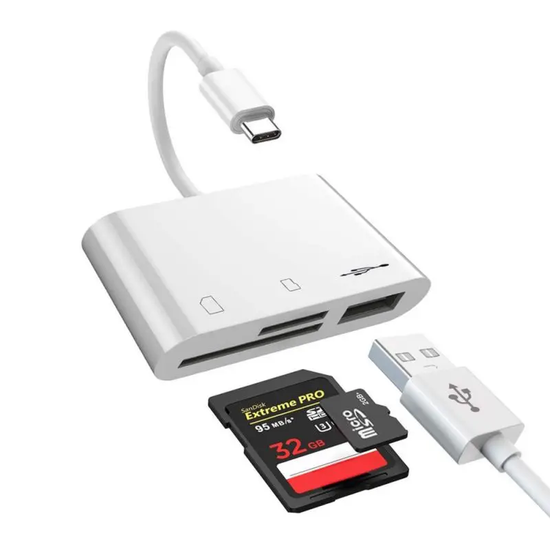 NEW 3 in 1 USB C to SD Type-C Camera Connection Kit Adapter TF Card Reader for New iPad Pro MacBook Pro/Air Samsung | Электроника