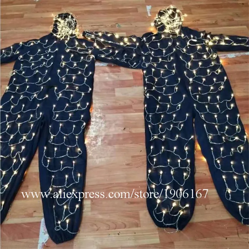Новый дизайн Светодиодный светящийся цветной костюм робота светодиодная одежда
