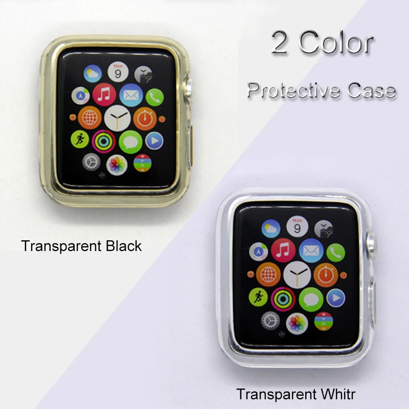 Прозрачный чехол для часов Apple Watch 4 3 2 1 TPU мягкий iwatch 44 мм 40 38 42 защитный рамка