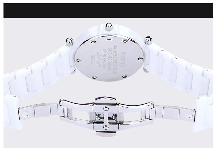 Оригинальные керамические наручные часы RGENS мужские кварцевые черного и белого