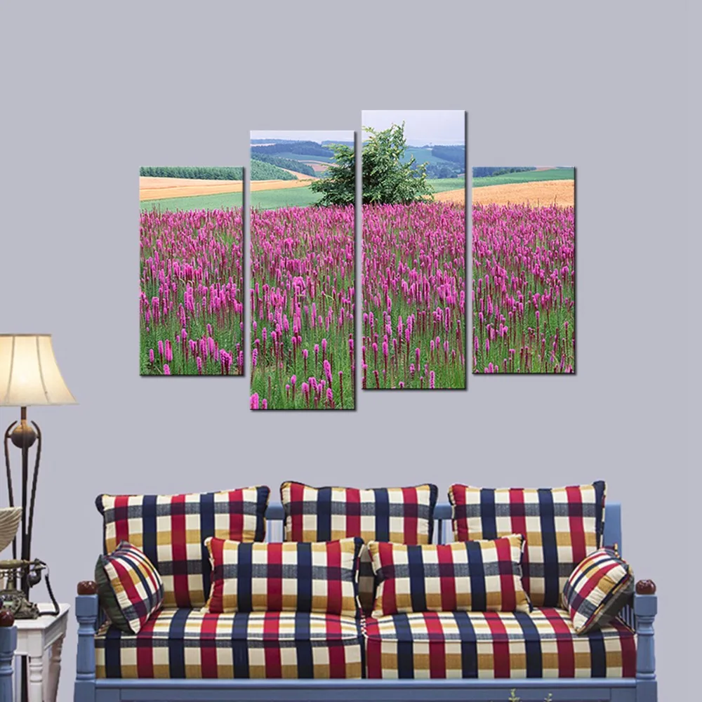 

Modern Beautiful Flowers Scenery HD Giclee Prints Painting Artwork Purple Floral Pictures to Photo Paintings on Canvas Wall Art