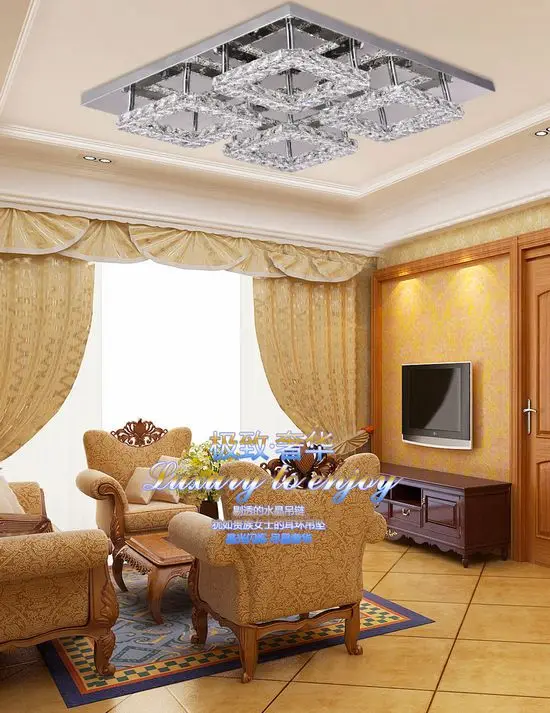 

Новый современный 4 квадратный светодиодный роскошный 3 стороны K9 прозрачный кристалл из нержавеющей стали потолочный светильник