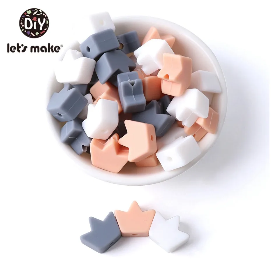 Gray Peach Crown Давайте сделаем пищевой 20 шт силиконовый Прорезыватель для зубов из бусин мини-браслет сердце DIY Ювелирные изделия Детские Прорезыватели круглые бусины 12 мм Детские Прорезыватели - Цвет: Gray Peach Crown