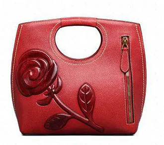 Red Small size SUWERER, женские сумки из натуральной кожи для женщин, роскошные женские сумки, тисненые цветы, дизайнерские сумки-тоут, женские сумки известных брендов - Цвет: Red Small size