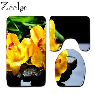 3 шт Non-Slip коврики для ванной комнаты Набор Ванная Комната ковров комплект коврик для туалета с принтом из пены с эффектом памяти Ванная комната Комплект ковриков для коралловые флисовые Носки-тапочки; Коврик