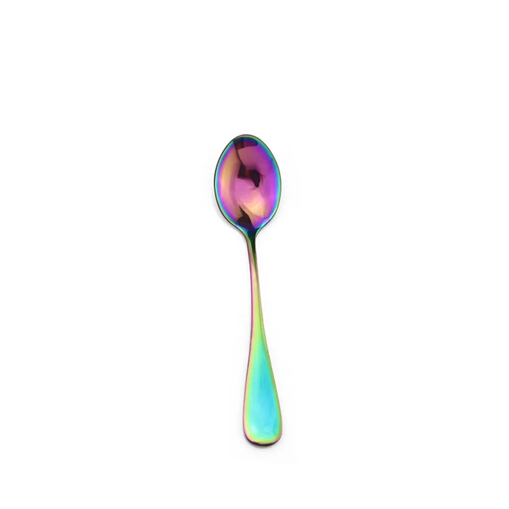 Teaspoon Творческий Нержавеющая сталь красочный набор столовых приборов Радуга столовые приборы Комплектная Посуда Столовые приборы для путешествий острый стейк нож, вилки и ложки 1 шт - Цвет: Teaspoon