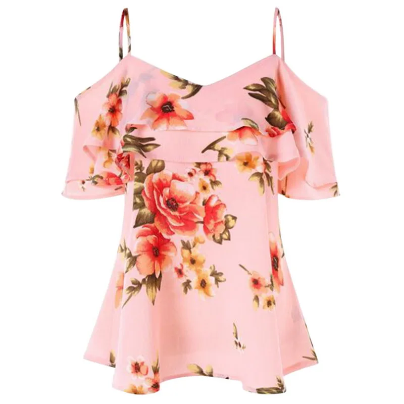 Laamei Для женщин летние Blusa пикантные открытыми плечами Мода 2018 Новый Цветочный