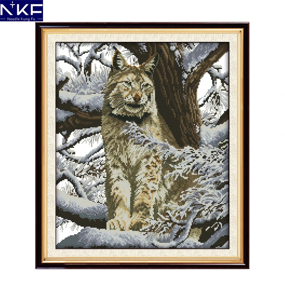 

NKF Snow Leopard Chinese Cross-Stitching Counted Cross Stitch DIY Cross Stitch Kit Embroidery Home Decor Needlework Cross Stitch