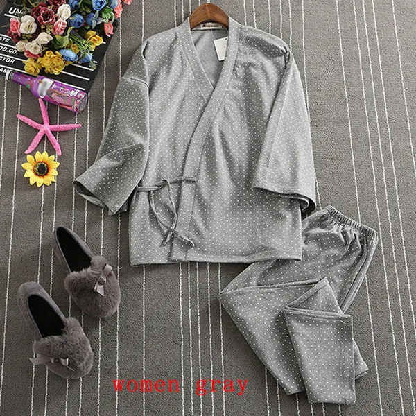 women gray KAISHIRIL, хлопок, пижамы для женщин, мужчин, пара, повседневная одежда для сна, для мужчин и женщин, пижамы для женщин, 2 шт., пижамные комплекты, домашняя одежда - Цвет: women gray