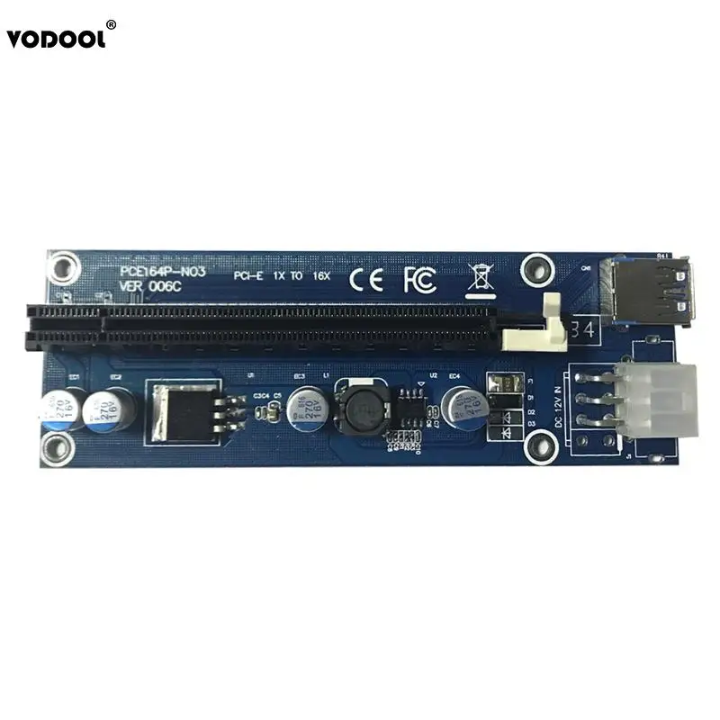 006C PCI E Express 1x к 16x расширитель переходная карта USB 3 0 6Pin SATA Интерфейс Видеокарта Riser