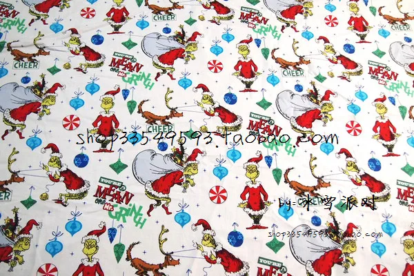 140 см ширина как Grinch палантин Рождество Белый хлопок ткань для ребенка Рождество День украшения лоскутное DIY-AFCK610