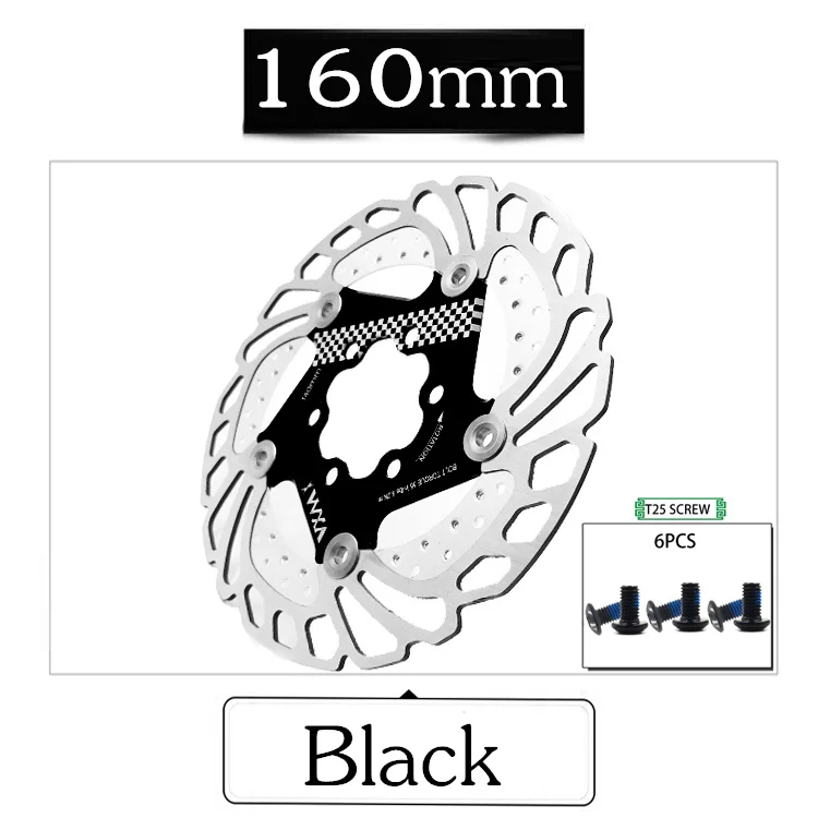 160mm Black VXM Велосипедный тормозной охлаждающий диск плавающий ледяной ротор для MTB шоссейного велосипеда 203 мм 180 мм 160 мм 140 мм охлаждающие тормозные роторы детали велосипеда - Цвет: 160mm Black