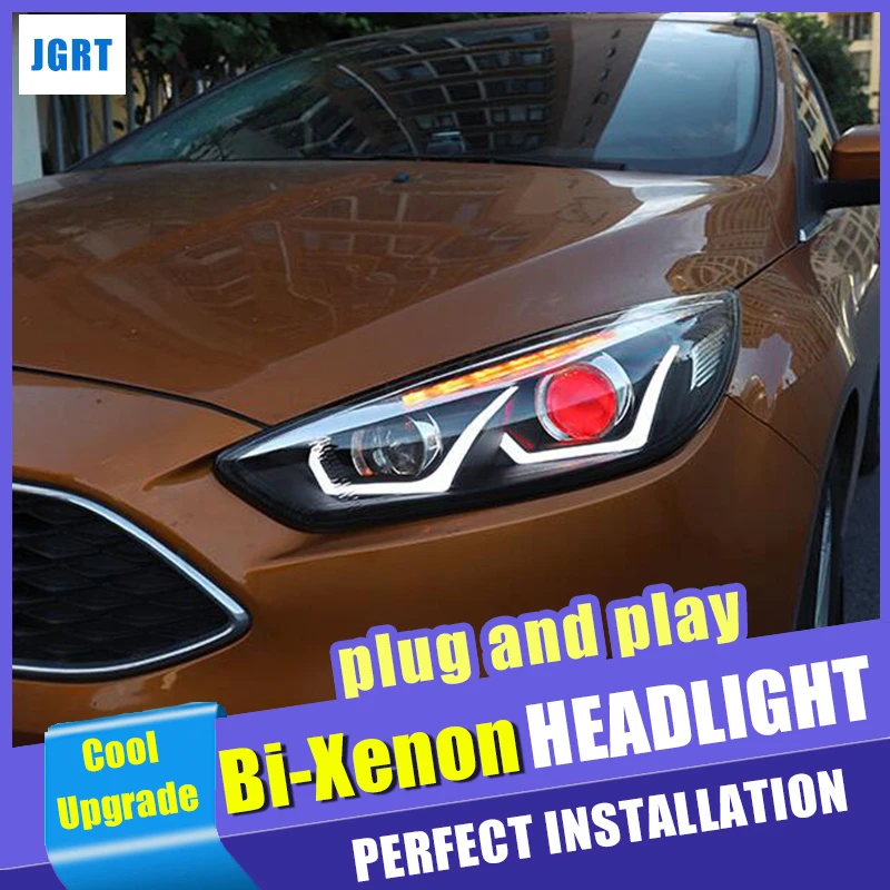 Новый дизайн для налобных фонарей ford focus 2015-2018 биксеноновые линзы Demon Eyes комплект