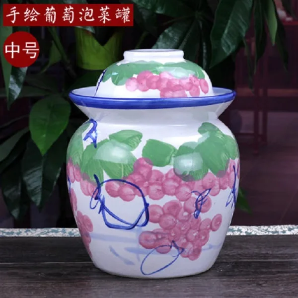 Kimchi jar Цзиндэчжэнь керамическая и маринованная керамическая банка герметичный резервуар для хранения, Сычуань маринованная банка с двойной крышкой без - Цвет: B