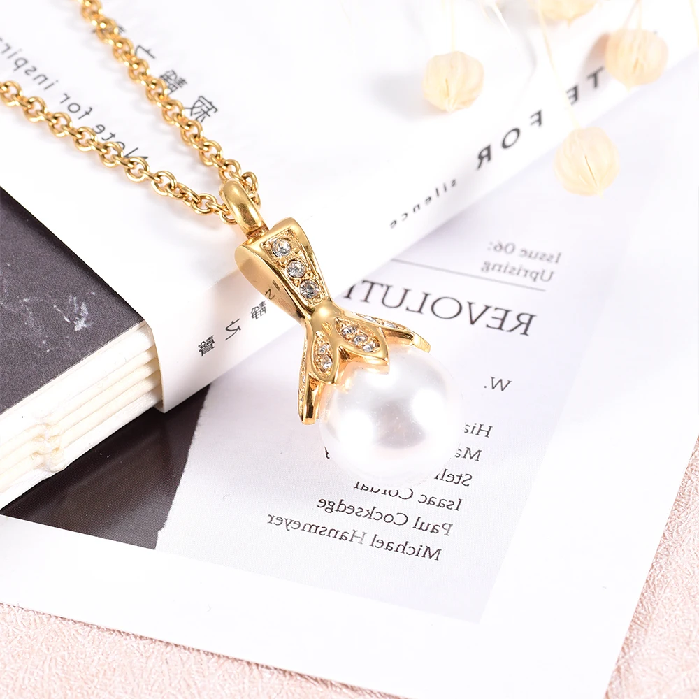 Cremation Urn Necklace Gold-Color Micro Pave Cubic Zirconia Pearl Pendant Memorial Jewelry Ashes Gift For Women Mom | Украшения и