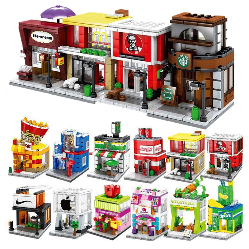 Совместимость с legoed Architecture candy pizza Китайский кунг фу чай KTV Сычуань Ресторан