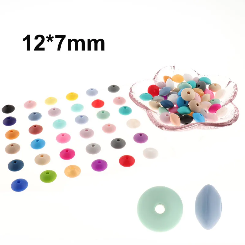 Collar de dentición de silicona para bebé, mordedor de lentejas planas de 12x7mm, 300 piezas, cadena de chupete personalizada, sin Bpa