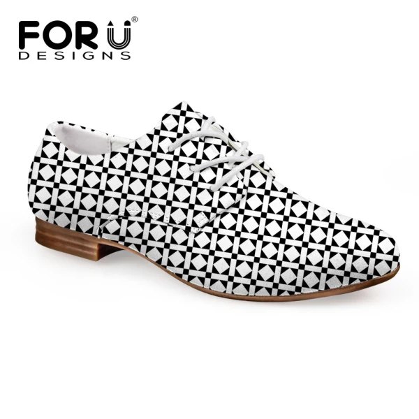 FORUDESIGNS/черно-белая женская обувь; удобные женские туфли-оксфорды из искусственной кожи в полоску; женская прогулочная обувь на плоской подошве со шнуровкой; zapatos mujer - Цвет: C2701CD