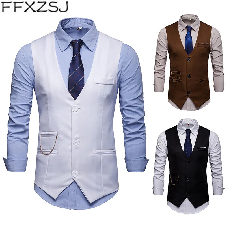 FFXZSJ Brand 2019 Europe edition men's accessories match nightclub suit waistcoat vest men slim | Мужская одежда