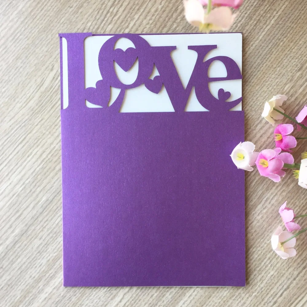 

20Pcs/Lot Exquisite Laser Cut Pearl Paper Wedding Invitation Cards Valentine's Day Gift Greeting Cards
