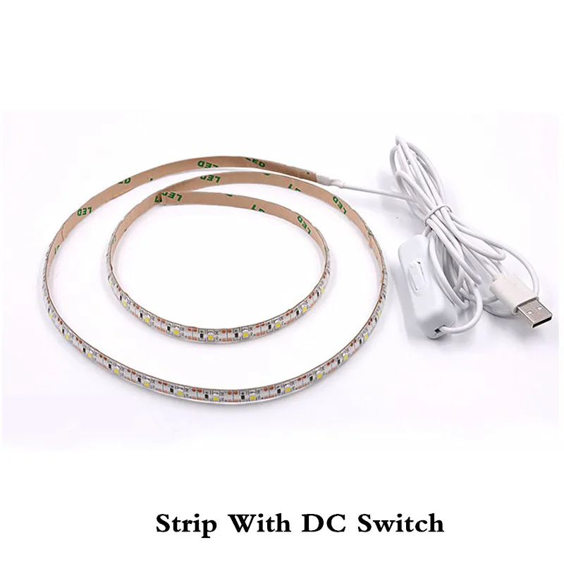 Witch DC Switch Светодиодный светильник 5 в постоянного тока с питанием от аккумулятора, USB, 50 см, 1 м, 2 м, 3 м, SMD 3528, диммер, теплый белый/белый, гибкий диод, темп - Испускаемый цвет: Witch DC Switch