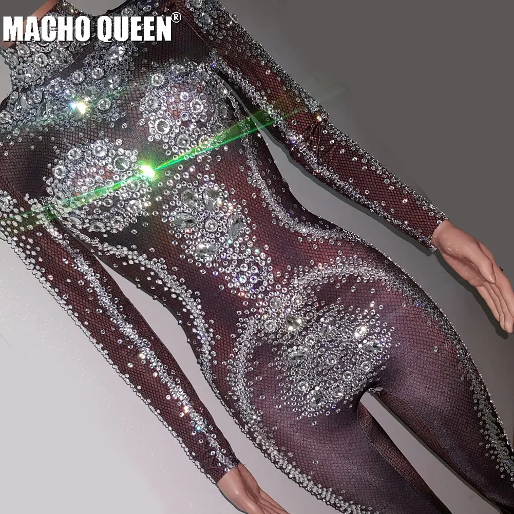 Блестящие стразы боди Drag Queen комбинезон с кристаллами одежда для сценических