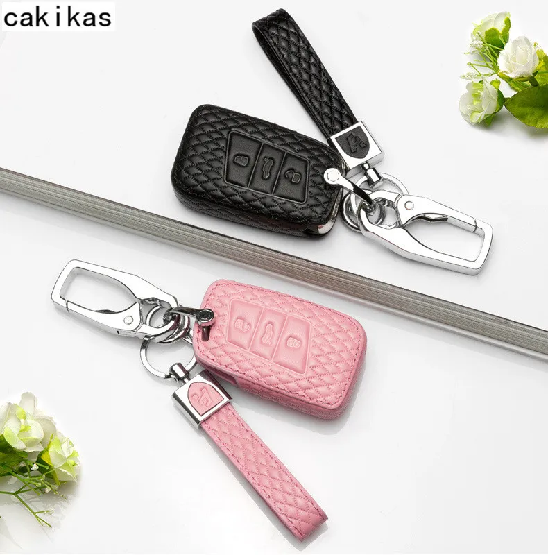 Чехол для ключей из натуральной кожи для VW Golf Jetta для Skoda роскошный Октавия Рапид для SEAT Leon Ibiza 3 Кнопка чехол для ключа