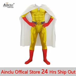 Костюм для косплея Ainclu для мужчин и мальчиков один удар, супергерой Сайтама, боди для косплея, женская одежда с плащомнакидкой