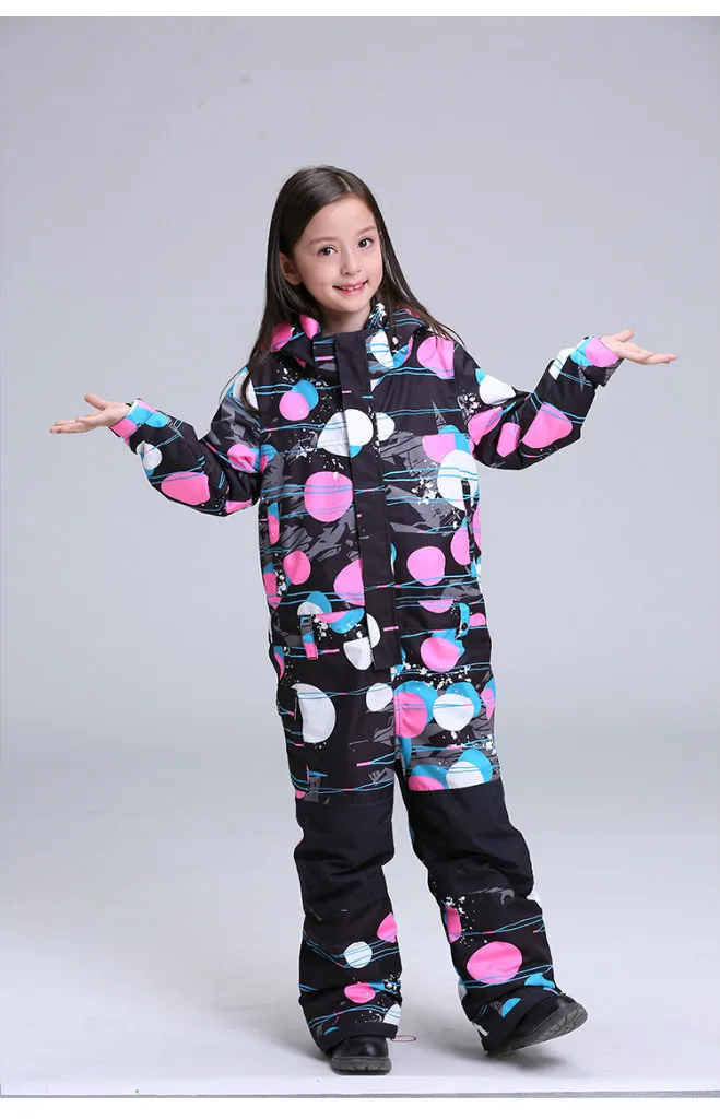 

GSOU SNOW Winter Children's Ski Wear Girl's Thickening Warmth Waterproof Breathable Conjoined Ski Trouser Suit Size XS-L