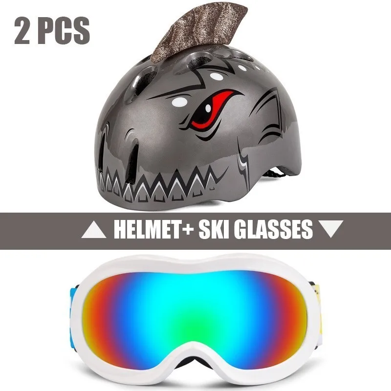 2 Pcs Ski Helmet Goggles Boys And Girls Snowboard Helmet Moto Snowmobile Skateboard Safety Helmet Mask Winter Skiing Goggles - Цвет: Color14
