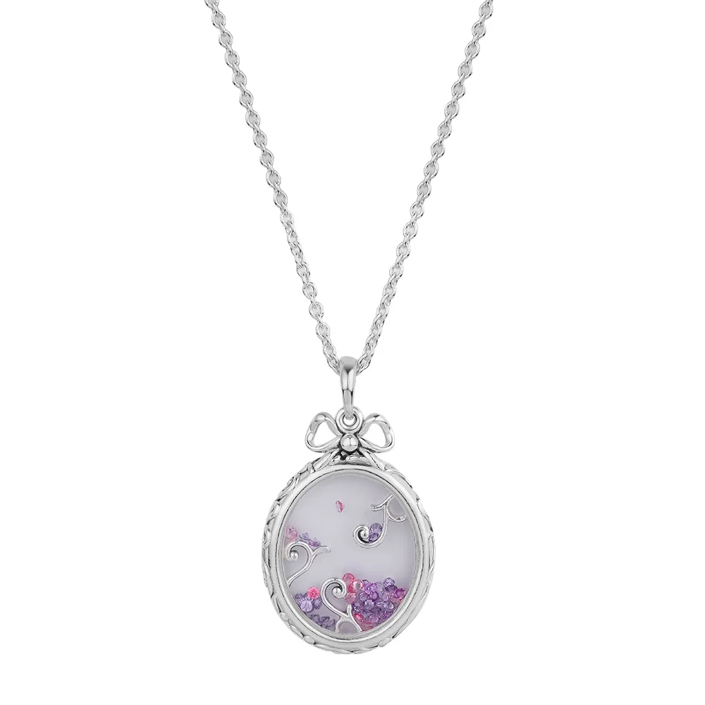 100% 925 Sterling-Silver-Jewelry Locket Of Dazzle Necklace with Multi-Colored CZ Free Shipping | Украшения и аксессуары