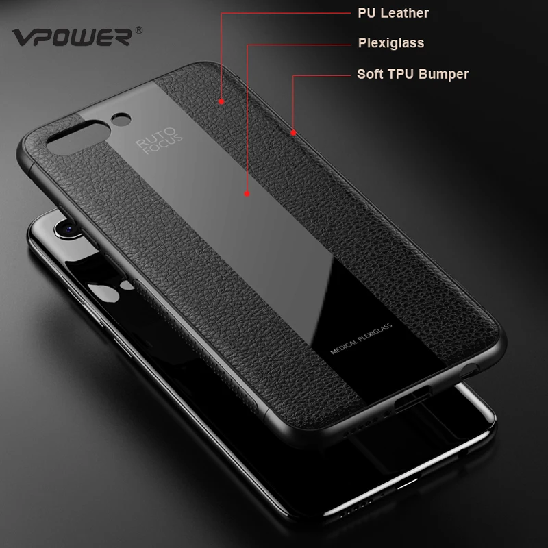 Кожаный чехол для iPhone 6 6S 7 8 Plus Vpower роскошный комбинированный из плексигласа и