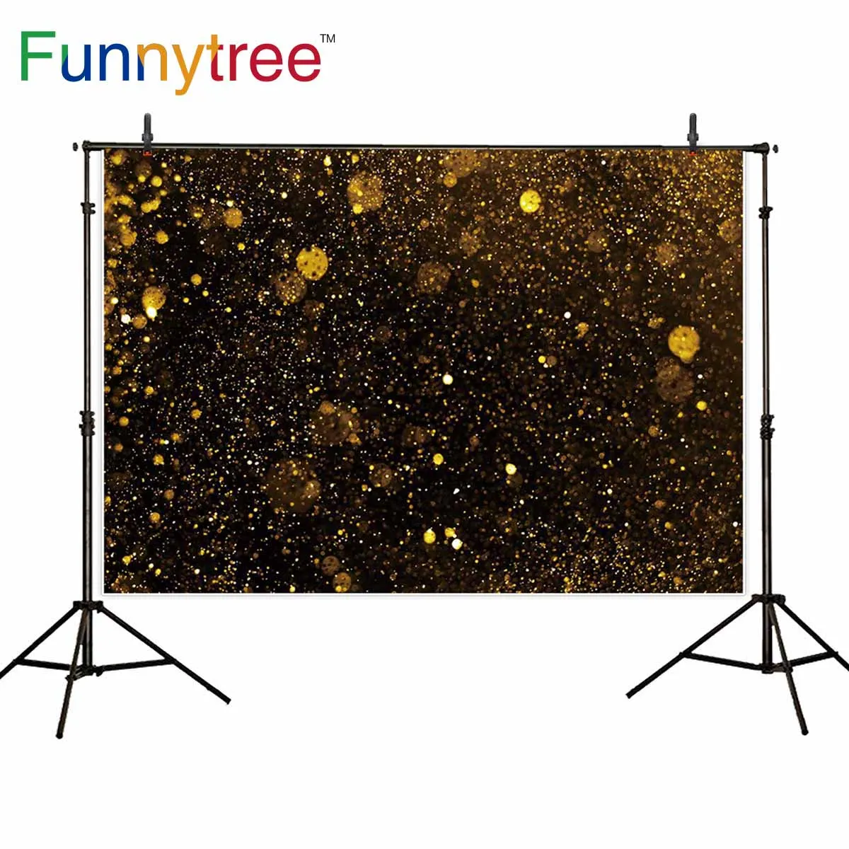 Фон для фотосъемки Funnytree с золотыми блестками черный роскошный абстрактный фон