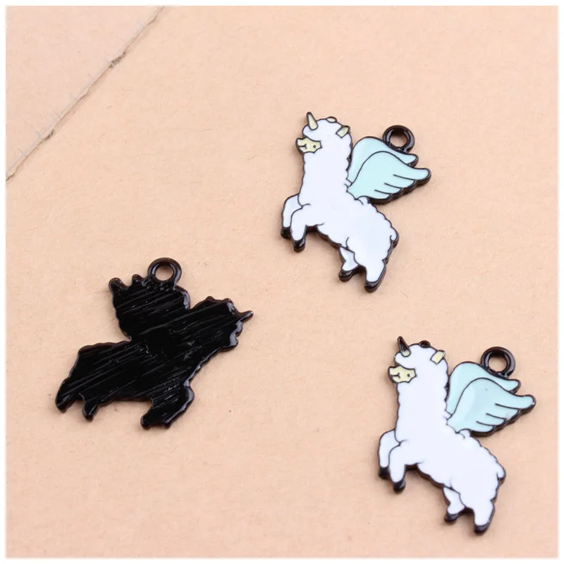 Pinkycolor 10 шт Подвески эмалевый сплав Kawaii 24*25 мм животное Летающая Альпака DIY браслет