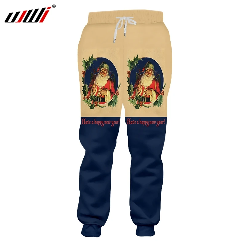 

UJWI мужские новые трендовые милые Санта Клаус 3D печатные креативные рождественские мужские брюки большой размер 6XL зимние спортивные штаны