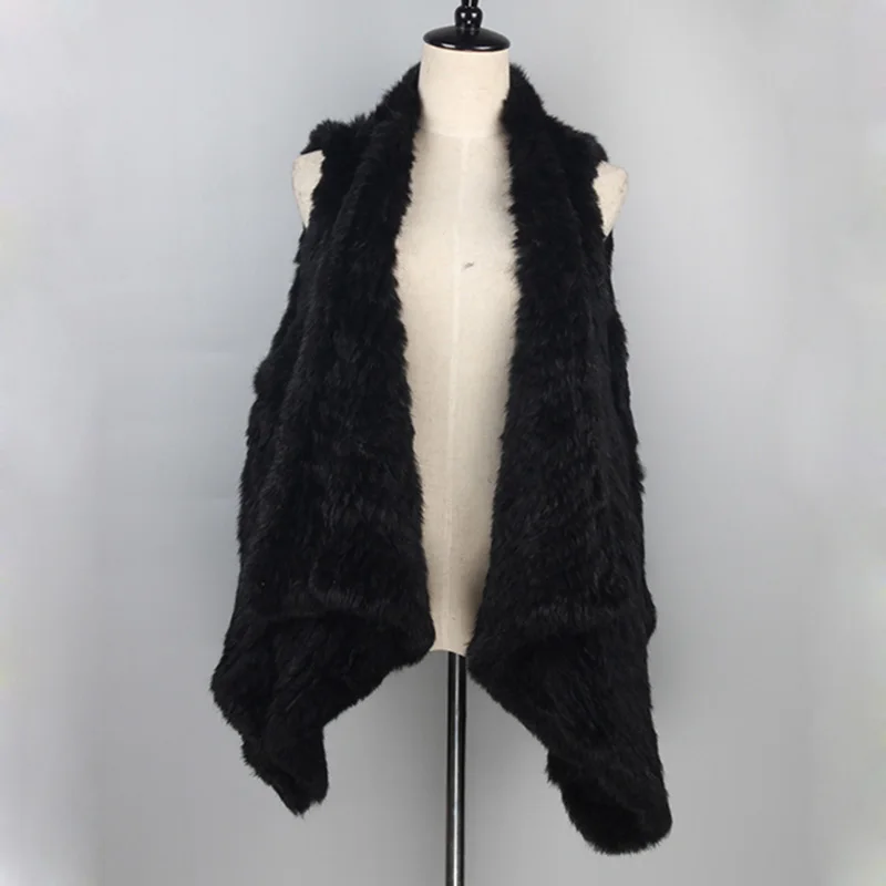 2017 Новинка Осень зима Женские пальто из натурального кроличьего меха вязаные