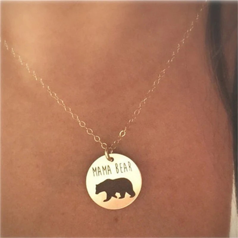 30 шт./лот Большая распродажа круглое ожерелье с надписью мама медведь лесной