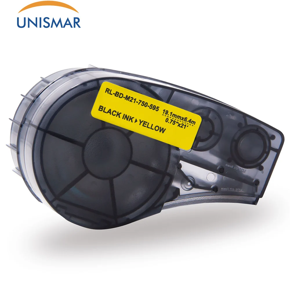 Unismar 1 шт. M21 750 595 YL черный на желтом кассета с маркировочной лентой Совместимость