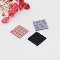 10pcslot new arrival enamel charms 1515mm geometric square shape rubber lacquer charms black pink gray