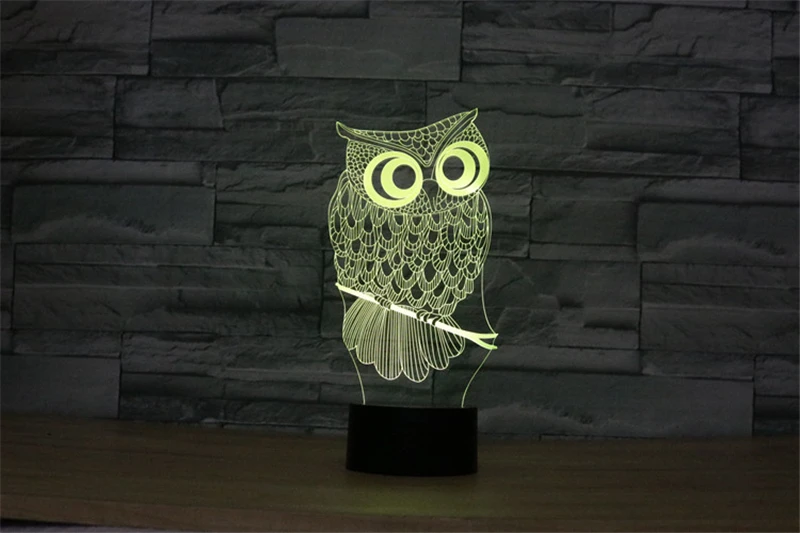 Kawaii мультфильм 3D Сова ночник RGB переменчивая лампа настроения Светодиодная DC 5V